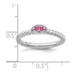 14k White Gold Stackable Expressions Pink Tourmaline Twisted Ring - Image 5