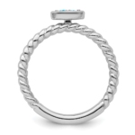 14k White Gold Stackable Expressions Blue Topaz Twisted Ring - Image 2