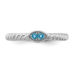 14k White Gold Stackable Expressions Blue Topaz Twisted Ring - Image 4