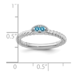 14k White Gold Stackable Expressions Blue Topaz Twisted Ring - Image 5
