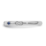 14k White Gold Stackable Expressions Cr. Sapphire and Dia. Ring - Image 3