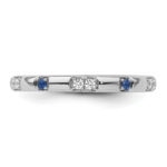 14k White Gold Stackable Expressions Cr. Sapphire and Dia. Ring - Image 4
