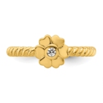 14k Stackable Expressions Diamond Flower Twisted Ring - Image 4