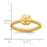 14k Stackable Expressions Diamond Flower Twisted Ring - Image 5