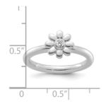 14k White Gold Stackable Expressions Diamond Flower Ring - Image 5