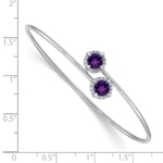 14k White Gold Amethyst and Diamond Flexible Bangle - Image 2