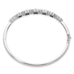 14K White Gold Lab Grown Dia. VS/SI FGH Cr. Ruby Bangle Bracelet - Image 2