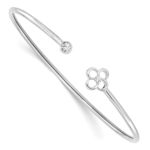 14K White Gold Lab Grown Diamond VS/SI FGH Floral Flexible Bangle