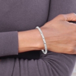 14k White Gold Polished Twisted Flexible Bangle - Image 4