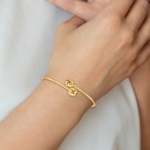 14K Polished Love Knot Flexible Bangle - Image 4