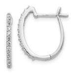 14K White Gold Lab Grown VS/SI FGH Dia 1.3mm Hinged Hoop Earrings