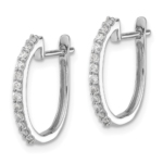 14K White Gold Lab Grown VS/SI FGH Dia 1.3mm Hinged Hoop Earrings - Image 2