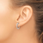14K White Gold Lab Grown VS/SI FGH Dia 1.3mm Hinged Hoop Earrings - Image 3