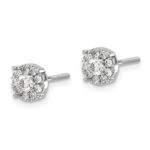 14K White Gold Lab Grown VS/SI FGH Dia Cluster Screwback Post Earrings - Image 2