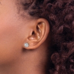 14K White Gold Lab Grown VS/SI FGH Dia Cluster Screwback Post Earrings - Image 3