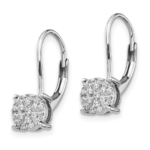 14K White Gold Lab Grown VS/SI FGH Dia Cluster Leverback Earrings - Image 2