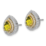 14K Two-Tone Lab Grown VS/SI FGH Dia & Created Yellow Sapphire Earrings - Image 2