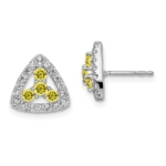14K White Gold Lab Grown Dia VS/SI FGH Cr.Yellow SappTriangle Post E