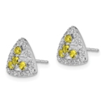 14K White Gold Lab Grown Dia VS/SI FGH Cr.Yellow SappTriangle Post E - Image 2