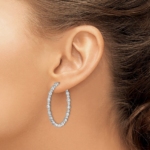 14K White Gold Lab Grown Dia. VS/SI FGH Circle Bezel Hoop Post Earri - Image 3