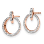 14K Rose Gold Lab Grown VS/SI FGH Dia Circle Jacket and Post Earrings - Image 2