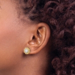14K Two-Tone Lab Grown VS/SI FGH Dia Geometric Halo Post Earrings - Image 3