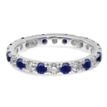 14K White Gold Lab Grown Dia VS/SI FGH & Cr Blue Sapp Eternity Ban - Image 4
