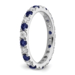 14K White Gold Lab Grown Dia VS/SI FGH & Cr Blue Sapp Eternity Ban - Image 5