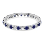 14K Gold White Gold Lab Grown Dia VS/SI FGH & Cr Blue Sapp Eternity Ban - Image 3