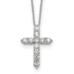 True Origin 14K White Gold 1 carat Lab Grown Diamond VS/SI  D E F  Cross 18 inch Necklace