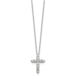 True Origin 14K White Gold 1 carat Lab Grown Diamond VS/SI  D E F  Cross 18 inch Necklace - Image 2