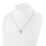 True Origin 14K White Gold 1 carat Lab Grown Diamond VS/SI  D E F  Cross 18 inch Necklace - Image 4