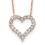 True Origin 14K Rose Gold 1 carat Lab Grown Diamond VS/SI  D E F  Open Heart 18 inch Necklace