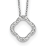 True Origin 14K White Gold 1/6 carat Lab Grown Diamond VS/SI  D E F  Quatrefoil Floral 18 inch Necklace