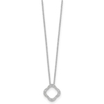 True Origin 14K White Gold 1/6 carat Lab Grown Diamond VS/SI  D E F  Quatrefoil Floral 18 inch Necklace - Image 2
