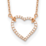 True Origin 14K Rose Gold 1/5 carat Lab Grown Diamond VS/SI  D E F  Open Heart 18 inch Necklace