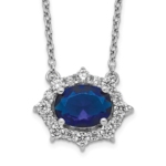 14K White Gold Lab Grown Diamond VS/SI FGH & Created Sapphire Neckla