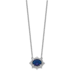 14K White Gold Lab Grown Diamond VS/SI FGH & Created Sapphire Neckla - Image 2