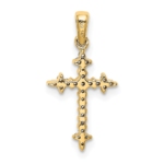 14K Lab Grown VS/SI FGH Dia Fleur de Lis Cross Pendant - Image 3