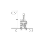 14K White Gold Lab Grown VS/SI FGH Dia Letter R Initial Pendant - Image 4