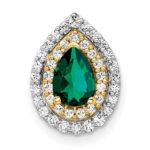 14K Two-Tone Lab Grown VS/SI FGH Dia & Created Emerald Pendant