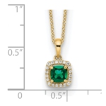 14K Lab Grown VS/SI FGH Dia and Created Emerald Pendant Necklace - Image 3