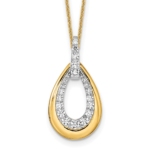 True Origin 14K Two-tone 5/8 carat Lab Grown Diamond VS/SI  D E F  Fancy Teardrop 18 inch Necklace