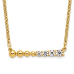 14K Lab Grown Diamond VS/SI FGH Beaded Bar Necklace