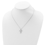 14K White Gold Lab Grown VS/SI FGH Dia Cross Necklace - Image 3