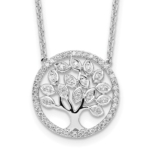 14K White Gold Lab Grown VS/SI FGH Dia Tree of Life in Circle Necklace