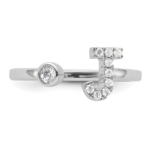 14K White Gold Lab Grown Diamond VS/SI FGH Initial J Adjustable Rin - Image 4