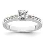 14K White Gold Lab Grown Diamond VS/SI FGH Round Complete Eng Ring