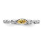 14k White Gold Stackable Expressions Citrine and Diamond Ring - Image 4