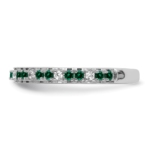 14k White Gold Stackable Expressions Created Emerald and Dia. Ring - Image 3